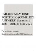 LML4802 MAY JUNE PORTFOLIO &lpar;COMPLETE ANSWERS&rpar; Semester 1 2025 - DUE 29 May 2025