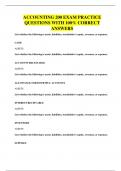 ACCOUNTING 200 EXAM PRACTICE QUESTIONS WITH 100&percnt; CORRECT ANSWERS
