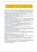 WATER RESTORATION CERTIFICATE QUESTIONS AND ANSWERS 2025-2026