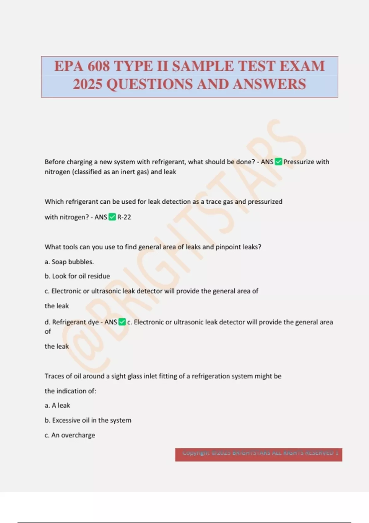 EPA 608 TYPE II SAMPLE TEST EXAM 2025 QUESTIONS AND ANSWERS - EPA 608 ...