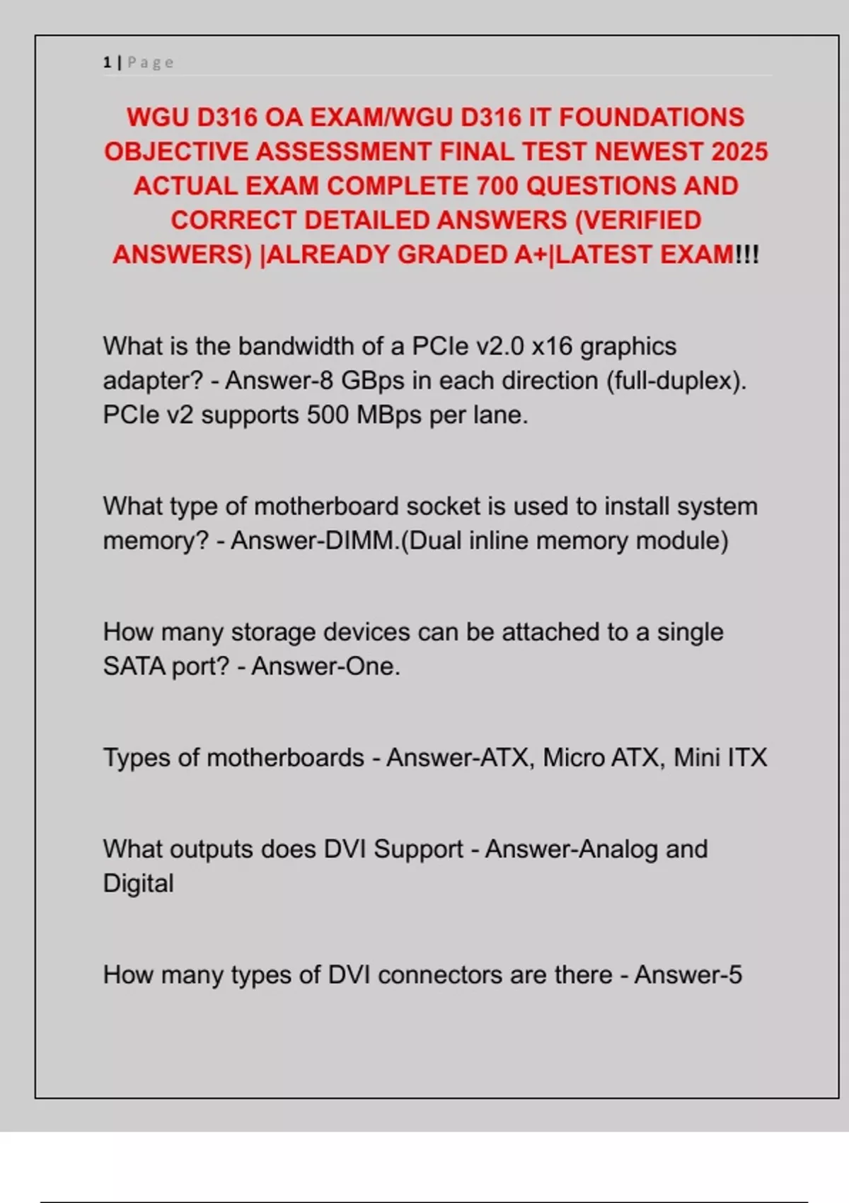 WGU D316 OA EXAM/WGU D316 IT FOUNDATIONS OBJECTIVE ASSESSMENT FINAL ...