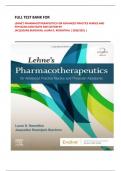 FULL TEST BANK FOR LEHNE&rsquo;S PHARMACOTHERAPEUTICS FOR ADVANCED PRACTICE NURSES AND PHYSICIAN ASSISTANTS 2ND EDITION BY JACQUELINE BURCHUM&semi; LAURA D&period; ROSENTHAL &vert; 2020&sol;2021 &vert;