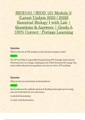 BIOD101 &sol; BIOD 101 Module 3&colon; &lpar;Latest Update 2025 &sol; 2026&rpar; Essential Biology I with Lab &vert; Questions & Answers &vert; Grade A 100&percnt; Correct - Portage Learning