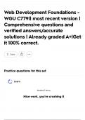 Web Development Foundations -WGU C779&vert;&vert; most recent version &vert; Comprehensive questions and verified answers&sol;accurate solutions &vert; Already graded A&plus;&vert;Get it 100&percnt; correct&period;