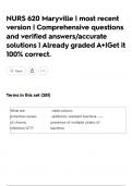 NURS 620 Maryville &vert; most recent version &vert; Comprehensive questions and verified answers&sol;accurate solutions &vert; Already graded A&plus;&vert;Get it 100&percnt; correct&period;