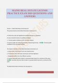 MAINE REAL ESTATE LICENSE PRACTICE EXAM 2025 QUESTIONS AND ANSWERS