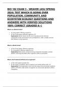 BIO 182 EXAM 3 - WEAVER &lpar;ASU SPRING 2024&rpar; TEST WHICH IS GOING OVER POPULATION&comma; COMMUNITY&comma; AND ECOSYSTEM ECOLOGY QUESTIONS AND ANSWERS WITH VERIFIED SOLUTIONS 100&percnt; CORRECT &lpar;GRADED A&plus;&rpar;