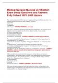 Medical-Surgical Nursing Certification Exam Study Questions and Answers Fully Solved 100&percnt; 2025 Update