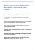 BTEC L3 Information Technology Unit 1 - Exam Theory Questions With Correct Answers