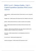 BTEC Level 3 - Business Studies - Unit 3 - Capital Expenditure Questions With Correct Answers&period;