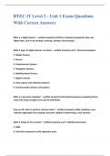 BTEC IT Level 3 - Unit 1 Exam Questions With Correct Answers &comma;