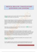 MENTAL HEALTH - N244 EXAM 2025 QUESTIONS AND ANSWERS