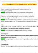 FTCE PREK 3 Exam Latest 2025 Actual Questions and Verified Answers &lpar;2025 &sol; 2026&rpar; A&plus; Grade 100&percnt; Guarantee Verified by Experts