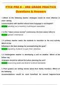 Pre K-3rd Grade FTCE Practice Questions Latest 2025 Actual Questions and Verified Answers &lpar;2025 &sol; 2026&rpar; A&plus; Grade 100&percnt; Guarantee Verified by Experts