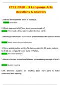 FTCE Pre K-3 Language Arts Latest 2025 Actual Questions and Verified Answers &lpar;2025 &sol; 2026&rpar; A&plus; Grade 100&percnt; Guarantee Verified by Experts&period;