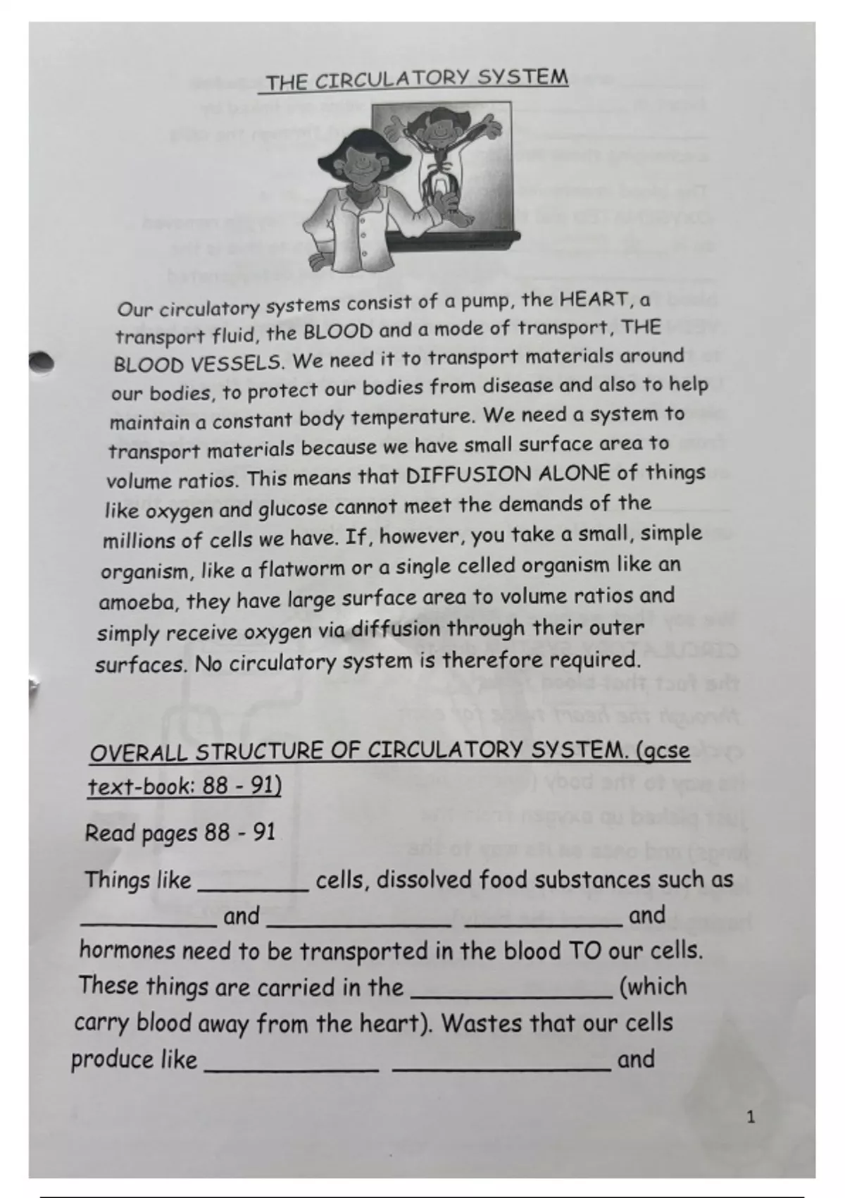GCSE Biology – Circulatory System Notes (Uncompleted) – Class Notes by ...