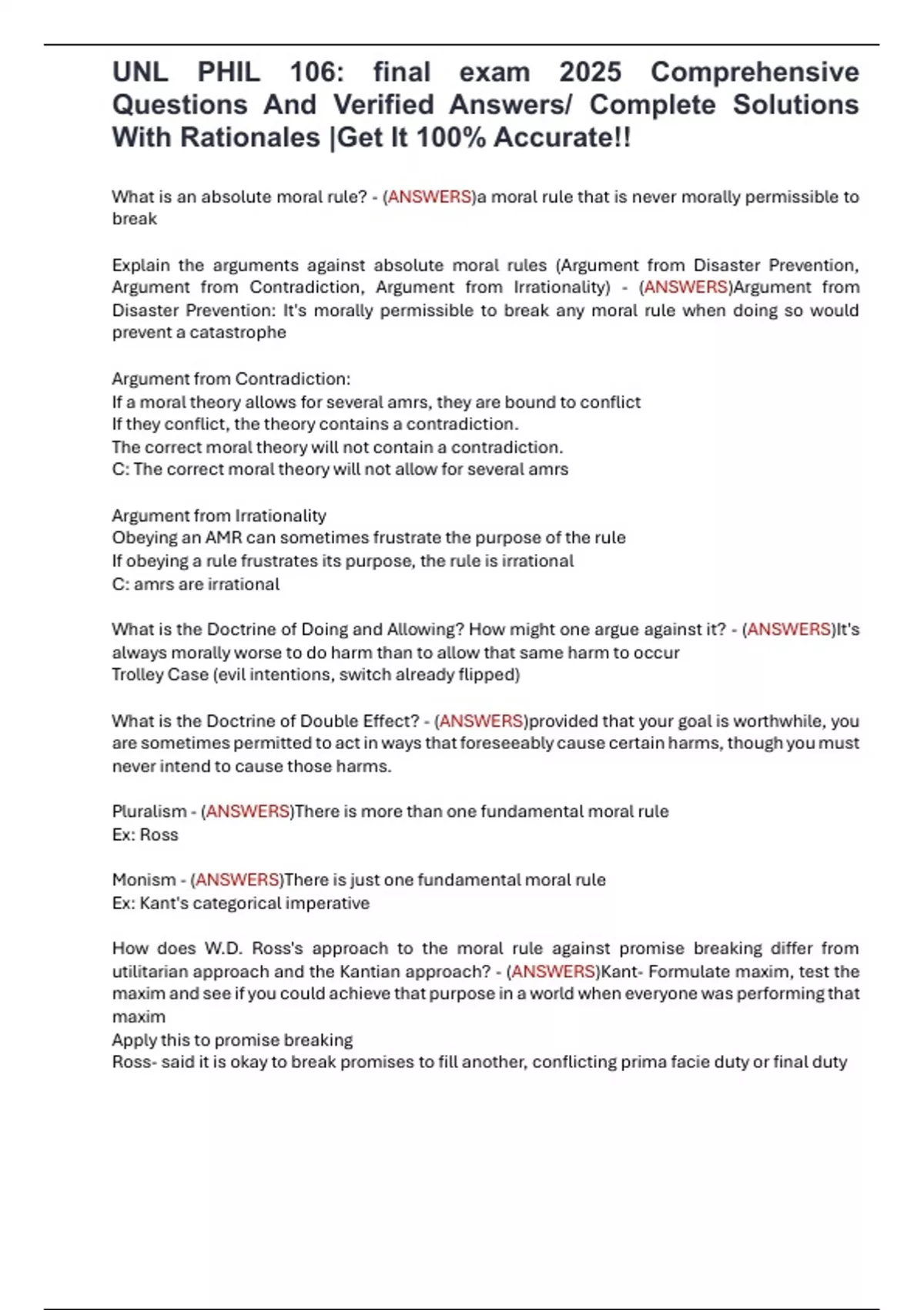 UNL PHIL 106: final exam 2025 Comprehensive Questions And Verified ...
