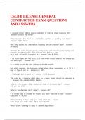 CSLB B LICENSE GENERAL CONTRACTOR EXAM QUESTIONS AND ANSWERS