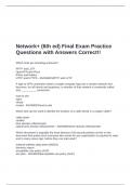 Network&plus; &lpar;6th ed&rpar; Final Exam Practice Questions with Answers Correct&excl;&excl;