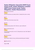 Radon Mitigation Specialist NRPP Exam Study Guide&comma; Radon Mitigation Installer NRPP Exam Study Guide&comma; Radon Mitigation&comma; Radon Measurement 