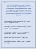 ALAT &lpar;Assistant Laboratory Animal Technician&rpar; Certification Exam Newest 2025 with 200 accurate and verified questions covering animal husbandry&comma; health monitoring&comma; facility sanitation&comma; regulatory guidelines &lpar;including AWA and IACUC&rpar;&comma; and proper care pract