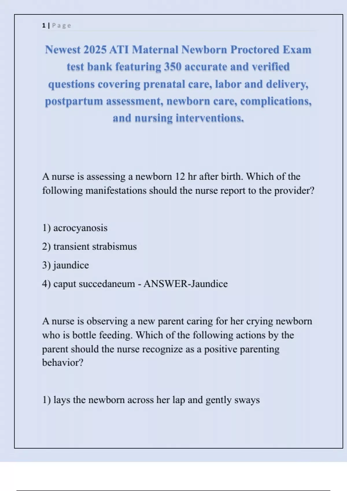 Newest 2025 ATI Maternal Newborn Proctored Exam test bank featuring 350 ...