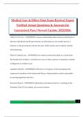 Medical Law & Ethics Final Exam Review&sol; Expert Verified Actual Questions & Answers for Guaranteed Pass &sol; Newest Update&comma; 2025&sol;2026&period;