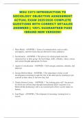 WGU C273 INTRODUCTION TO  SOCIOLOGY OBJECTIVE ASSESSMENT  ACTUAL EXAM 2025&sol;2026 COMPLETE  QUESTIONS WITH CORRECT DETAILED  ANSWERS &vert;&vert; 100&percnt; GUARANTEED PASS  <BRAND NEW VERSION> 