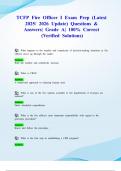 TCFP Fire Officer I Exam Prep &lpar;Latest 2025&sol; 2026 Update&rpar; Questions & Answers&vert; Grade A&vert; 100&percnt; Correct &lpar;Verified Solutions&rpar;
