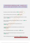 CERTIFIED OPHTHALMIC ASSISTANT EXAM 2025 QUESTIONS AND ANSWERS