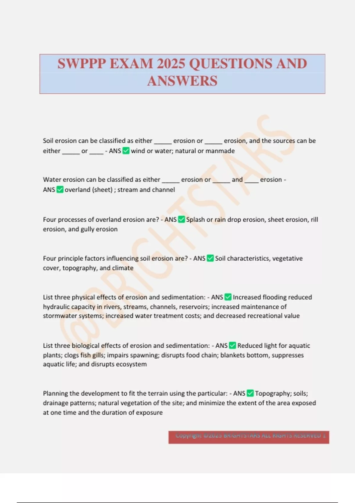 SWPPP EXAM 2025 QUESTIONS AND ANSWERS - SWPPP - Stuvia US
