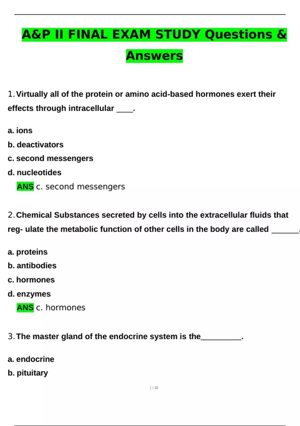 A P Ii Final Exam Study Latest 2025 2026 Update Questions And
