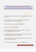 TELECOM TOWER TECHNICIAN 1 EXAM 2025 QUESTIONS AND ANSWERS