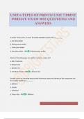 UNIT 6 TYPES OF PRINTS&sol; UNIT 7 PRINT FORMAT&period; EXAM 2025 QUESTIONS AND ANSWERS