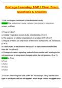 Portage Learning A&P I Final Exam &lpar;Latest 2025 &sol; 2026 Update&rpar; Questions and Verified Answers &vert; 100&percnt; Correct &vert; Grade A&plus;