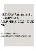 HED4809 Assignment 2 &lpar;COMPLETE ANSWERS&rpar; 2025 - DUE 2025