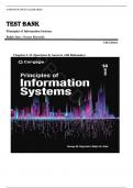 TEST BANK FOR Principles of Information Systems 14th Edition by Ralph Stair & George Reynolds &comma; ISBN&colon; 9780357112410 Chapters 1-13 &vert;Questions & Answers with Rationales&vert; Guide A&plus;