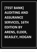 &lbrack;TEST BANK&rsqb; AUDITING AND ASSURANCE SERVICES&comma; 16TH EDITION BY ARENS&comma; ELDER&comma; BEASLEY&comma; HOGAN&period;&vert;&vert; COMPLETE  SOLUTION GUIDE A&plus;&period;