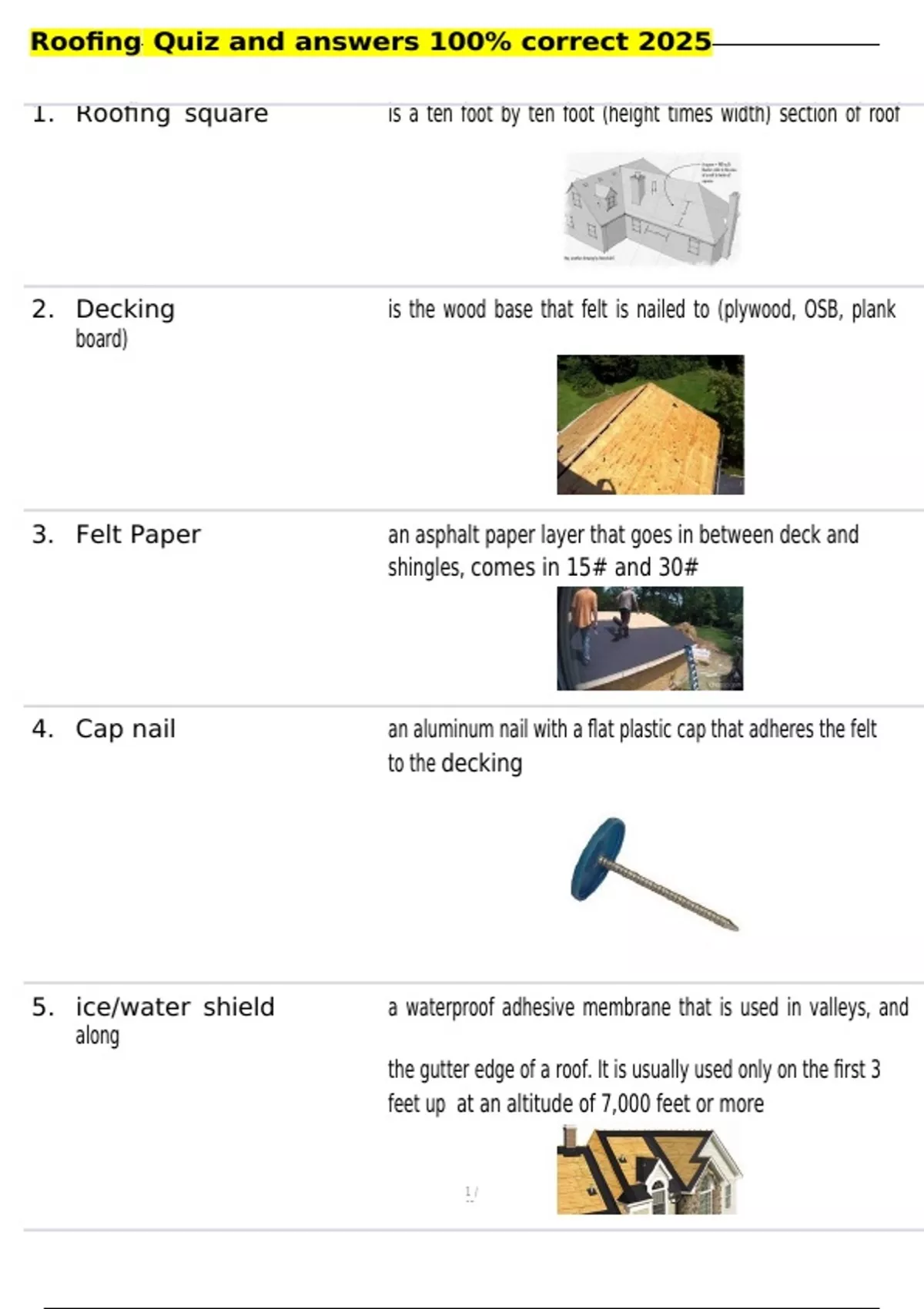 Roofing Quiz and answers 100% correct 2025 - Roofing - Stuvia US