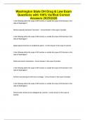 Washington State DH Drug & Law Exam Questions with 100&percnt; Verified Correct Answers 2025&sol;2026