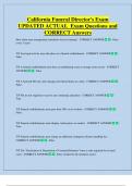 California Funeral Director's Exam  UPDATED ACTUAL  Exam Questions and  CORRECT Answers 