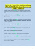 California Funeral Director License Exam  UPDATED ACTUAL  Exam Questions and  CORRECT Answers 