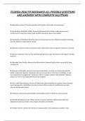 FLORIDA HEALTH INSURANCE ALL POSSIBLE QUESTIONS AND ANSWERS WITH COMPLETE SOLUTIONS&period;