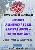RSK4804 Assignment 1 2025 &lpar;Answer Guide&rpar; - Due 30 May 2025
