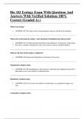 Bio 182 Ecology Exam With Questions And Answers With Verified Solutions 100&percnt; Correct &lpar;Graded A&plus;&rpar;