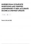 NUR280 EXAM &vert;COMPLETE QUESTIONS AND VERIFIED ANSWERS&vert;GET IT 100&percnt; ACCURATE &vert;SCORE A&plus;&sol;NEWEST UPDATE