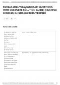 KSHSAA 2024 Volleyball EXAM QUESTIONS WITH COMPLETE SOLUTION GUIDE&rpar; &lpar;MULTIPLE CHOICES&rpar; A&plus; GRADED 100&percnt; VERIFIED