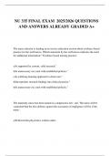 NU 335 FINAL EXAM  2025&sol;2026 QUESTIONS AND ANSWERS ALREADY GRADED A&plus;