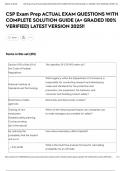 CSP Exam Prep ACTUAL EXAM QUESTIONS WITH COMPLETE SOLUTION GUIDE &lpar;A&plus; GRADED 100&percnt; VERIFIED&rpar; LATEST VERSION 2025&excl;&excl;