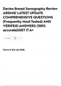 Davies Breast Sonography Review ARDMS&vert; LATEST UPDATE COMPREHENSIVE QUESTIONS &lpar;Frequently Most Tested&rpar; AND VERIFEID ANSWERS &lpar;100&percnt; accurate&rpar;&vert;GET IT A&plus;